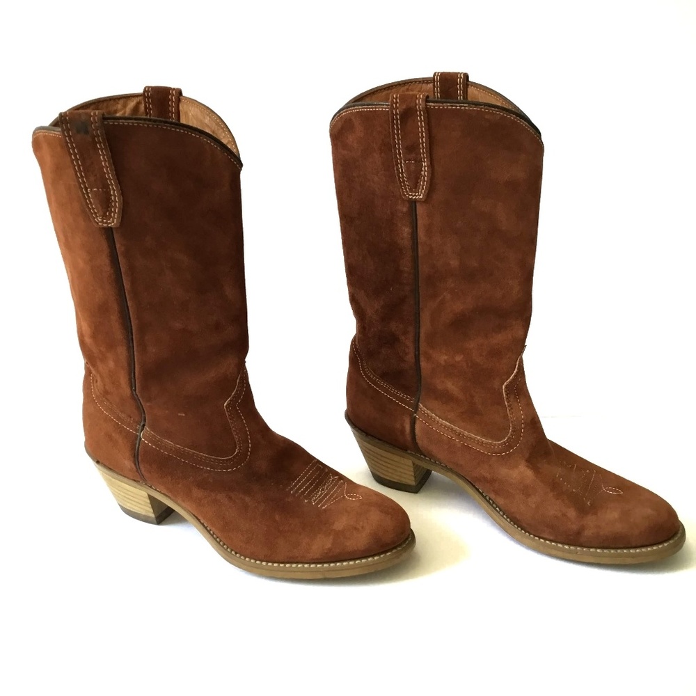 Vintage wolverine suede rust brown cowboy boots 9